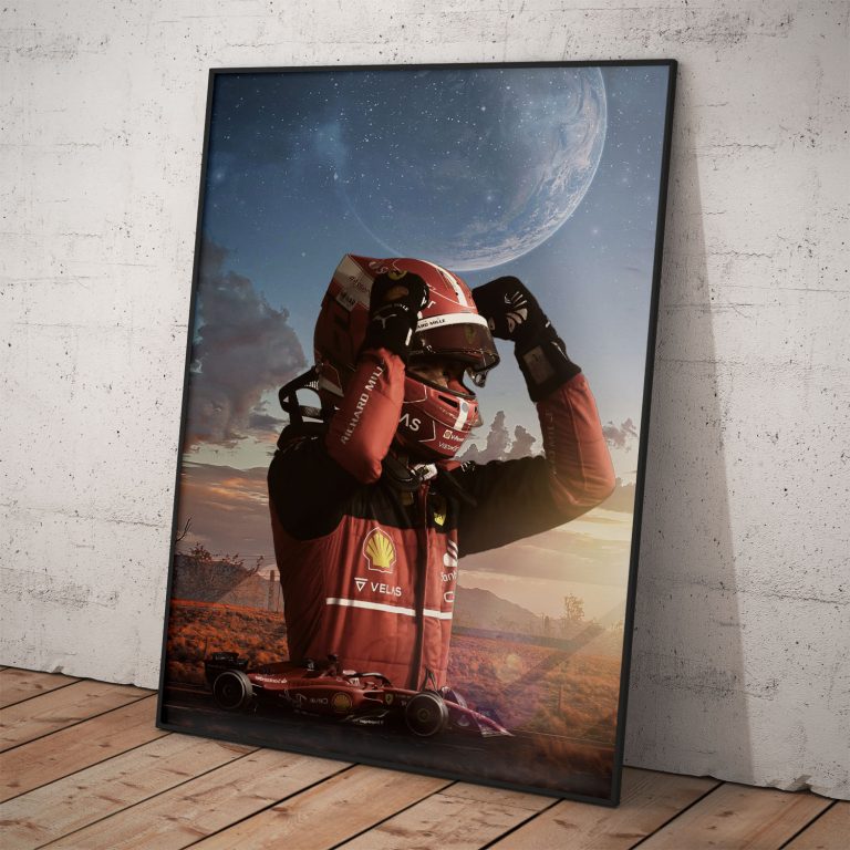 Plagát Charles Leclerc s víťazným gestom, kvalitná tlač