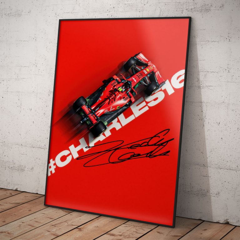 Originálny plagát Charles Leclerc vo Ferrari, vysoká kvalita