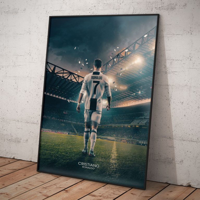 Cristiano Ronaldo na štadióne: Špičkový plagát na kvalitnom papieri, navrhnutý a vyrobený na Slovensku.
