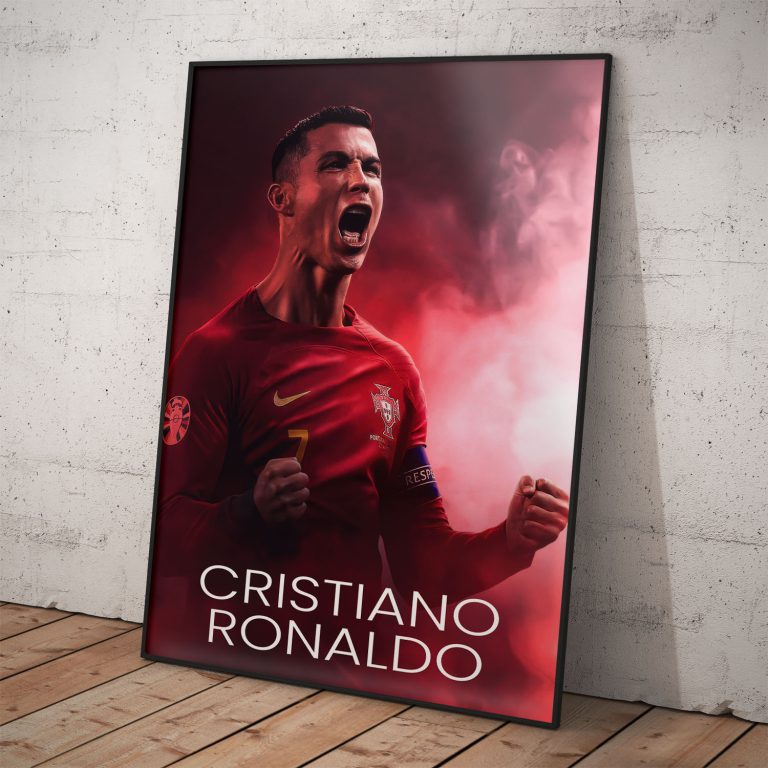 Cristiano Ronaldo v reprezentačnom drese na kvalitnom plagáte.