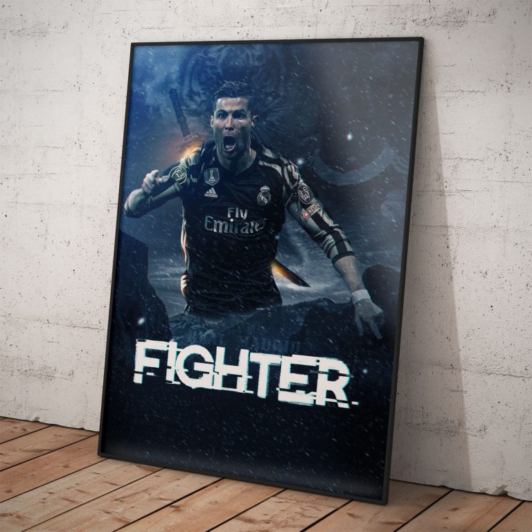 Poster Cristiana Ronalda v drese Real Madrid, kvalitný pololesklý papier.
