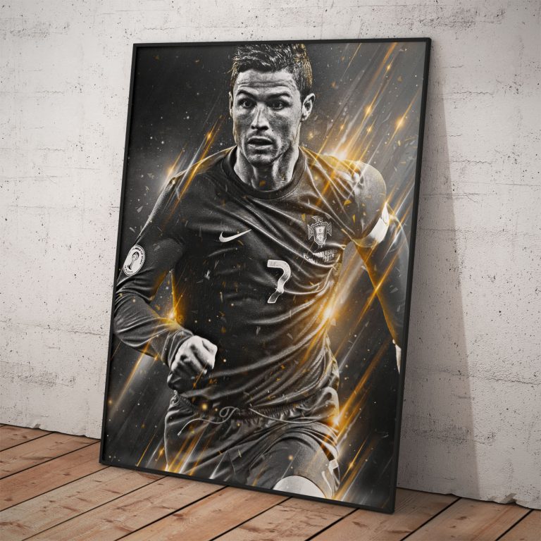 Cristiano Ronaldo v reprezentačnom drese na kvalitnom plagáte.