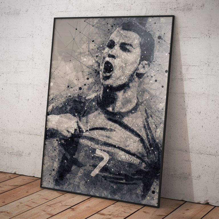 Umelecké stvárnenie Cristiana Ronalda na plagáte s kvalitným pololesklým papierom.