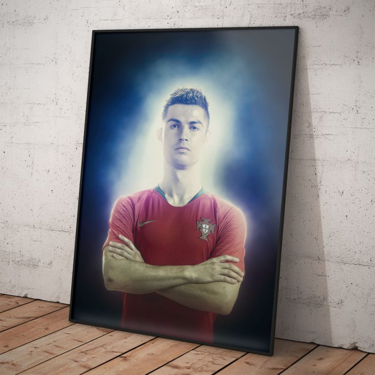 Cristiano Ronaldo v reprezentačnom drese na kvalitnom plagáte.