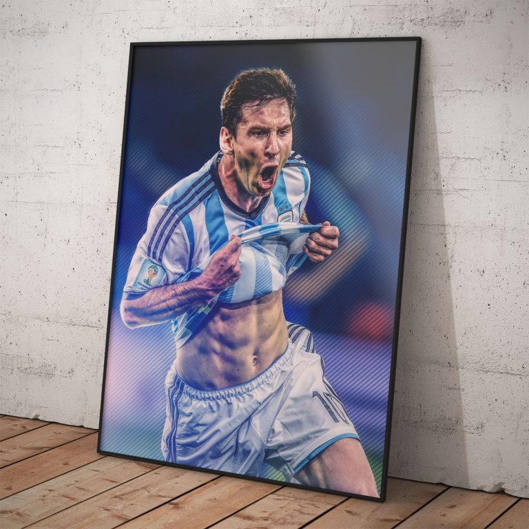 Lionel Messi v drese Argentíny - plagát na kvalitnom pololesklom papieri.