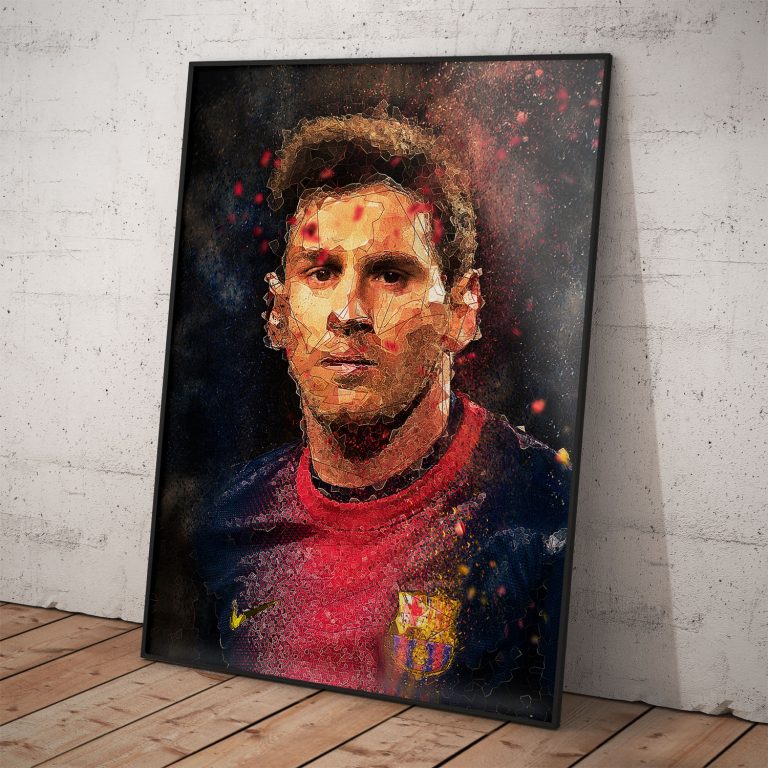 Lionel Messi v drese FC Barcelona na kvalitnom pololesklom plagáte s perleťovým efektom.