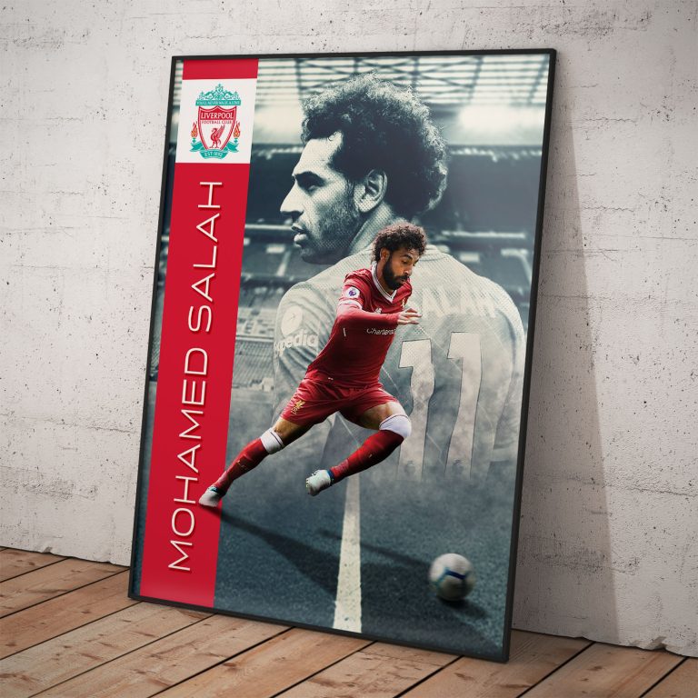 Plagát Mohameda Salaha v štýle Liverpool FC, kvalitný pololesklý papier