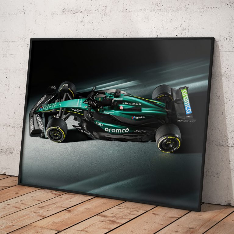 Plagát Aston Martin Formula 1 tímu sezóny 2025 s vysokou kvalitou tlače