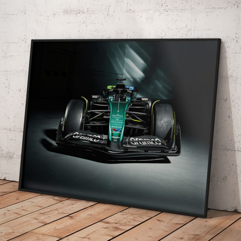 Plagát Aston Martin Formula 1 tímu sezóny 2025 s vysokou kvalitou tlače