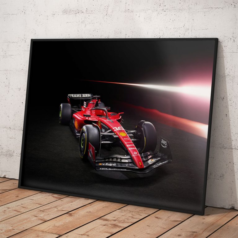 Detailný plagát Scuderia Ferrari na kvalitnom papieri, voliteľné rámovanie v hliníkovom ráme.