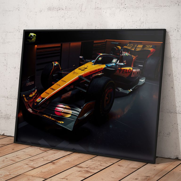Poster monopostu McLaren MCL39 pre sezónu 2025, kvalitná tlač a originálny tímový dizajn,