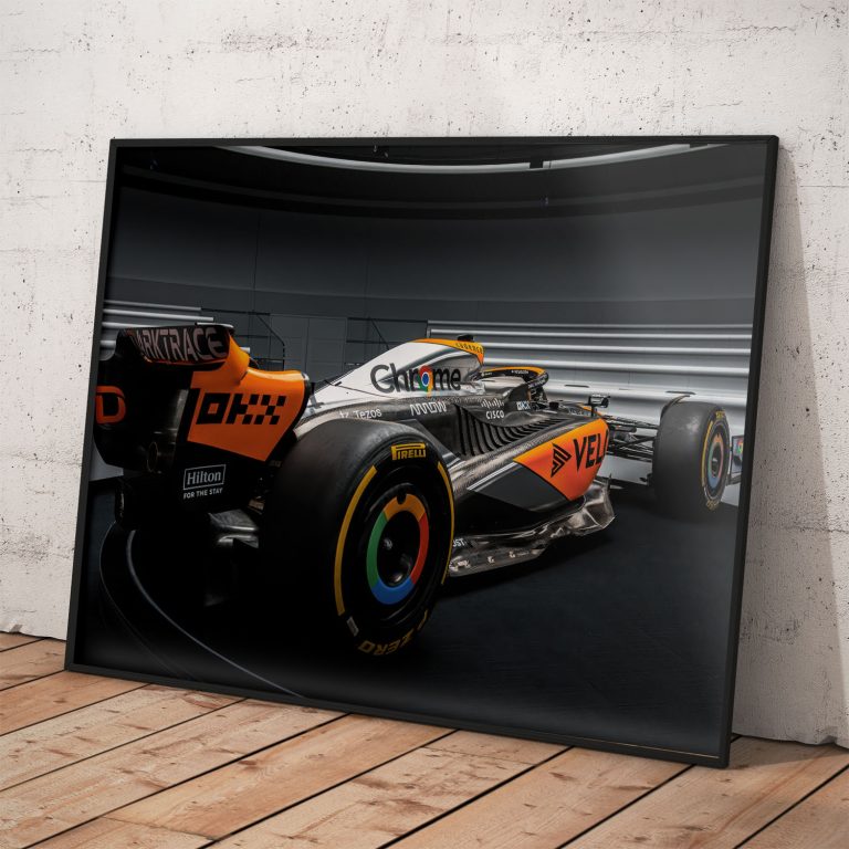 Poster monopostu McLaren MCL39 pre sezónu 2025, kvalitná tlač a originálny tímový dizajn,