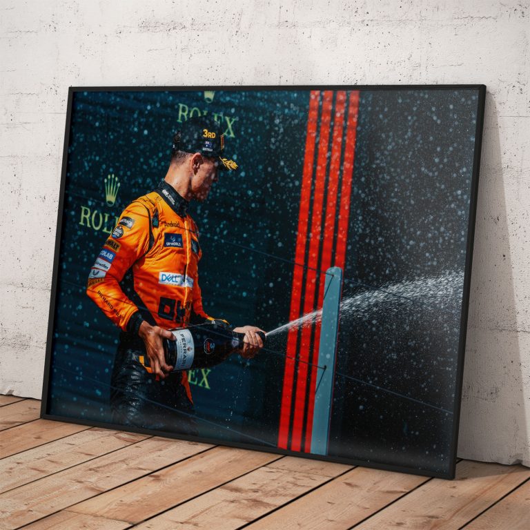 Plagát Lando Norris oslavujúci víťazstvo, kvalitný pololesklý papier