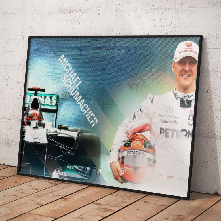 Michael Schumacher v Mercedese - elegantný plagát s možnosťou rámovania, navrhnutý a vyrobený na Slovensku.