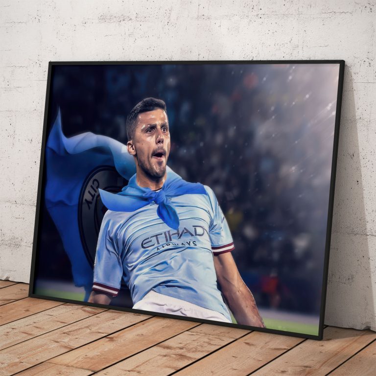 Rodri plagát na futbalového hráča Manchester City