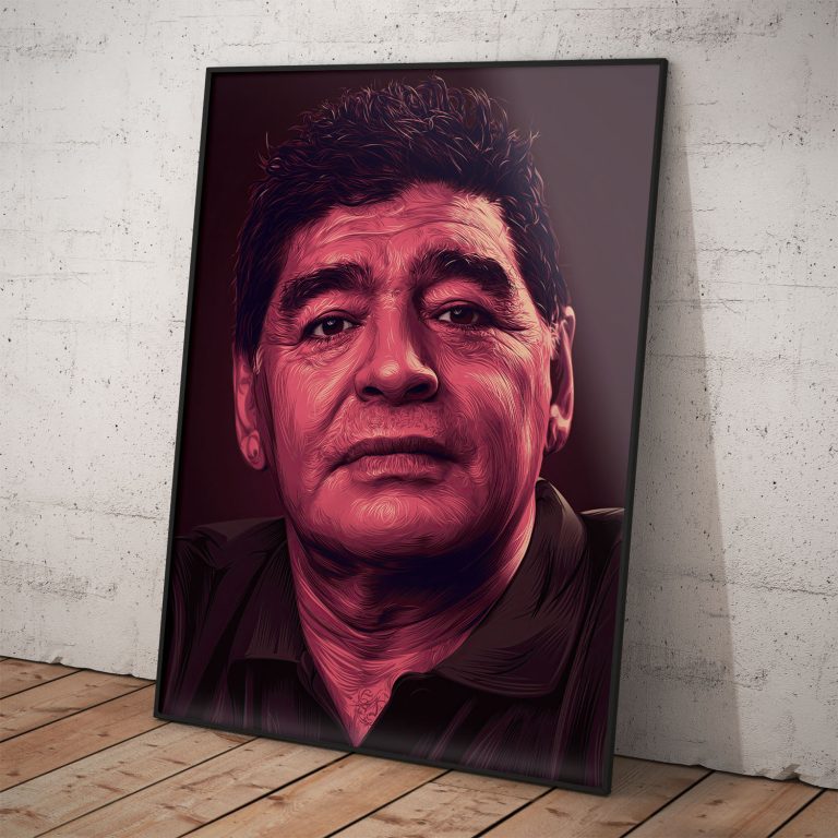 Poster Diego Maradona s kvalitným pololesklým papierom a žiarivými farbami.