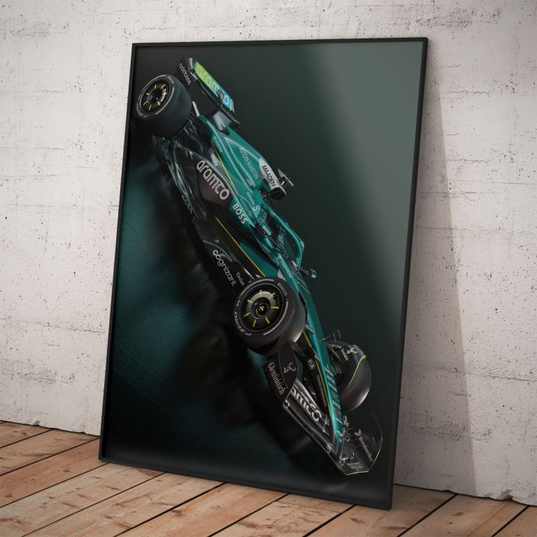 Aston Martin Formula 1 tímový plagát na sezónu 2025, dizajn Aramco