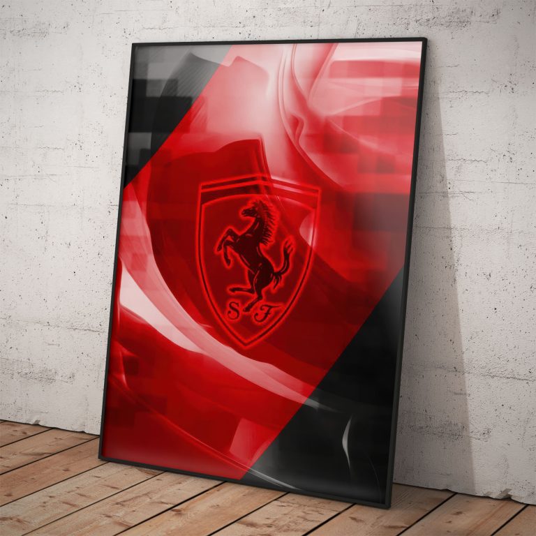 Scuderia Ferrari 2025 Formula 1 poster s Talianskym dizajnom, kvalitný pololesklý papier, dostupné rámovanie.