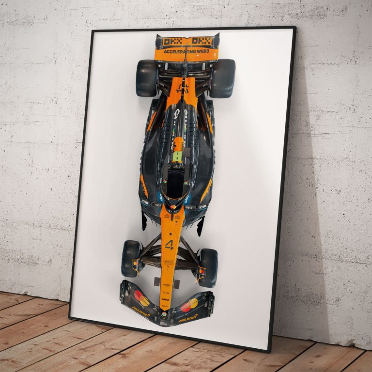 Poster monopostu McLaren MCL39 pre sezónu 2025, kvalitná tlač a originálny tímový dizajn,