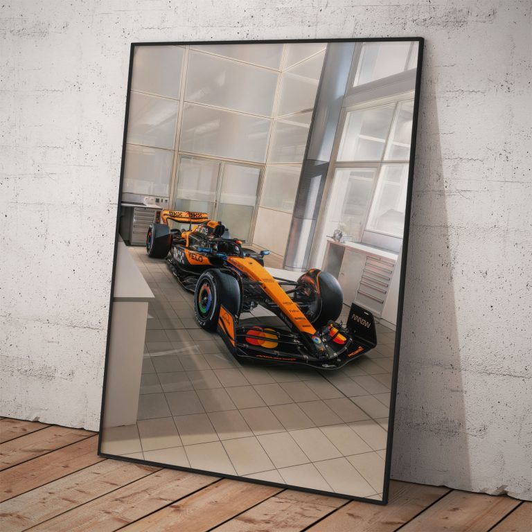 Poster monopostu McLaren MCL39 pre sezónu 2025, kvalitná tlač a originálny tímový dizajn,