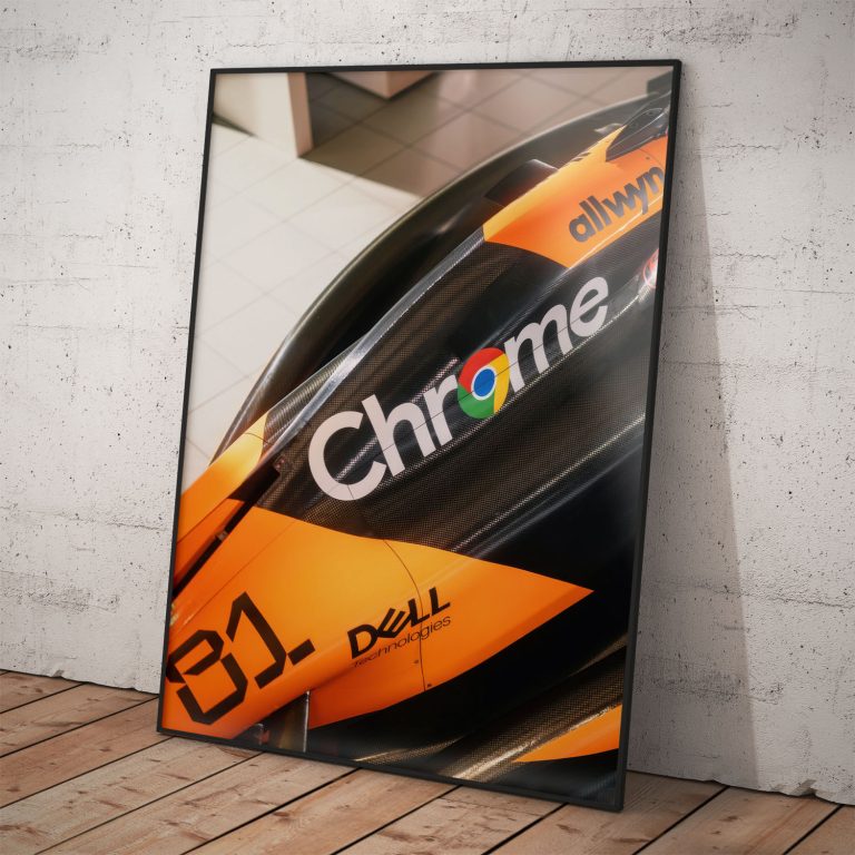 Poster monopostu McLaren MCL39 pre sezónu 2025, kvalitná tlač a originálny tímový dizajn,