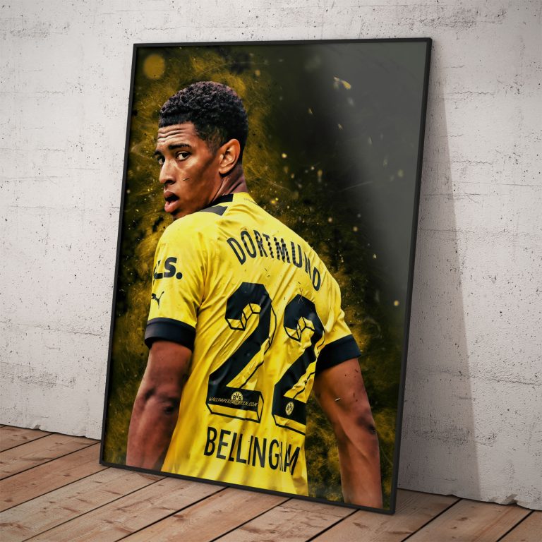 Plagát Jude Bellingham v drese Borussia Dortmund na kvalitnom pololesklom papieri