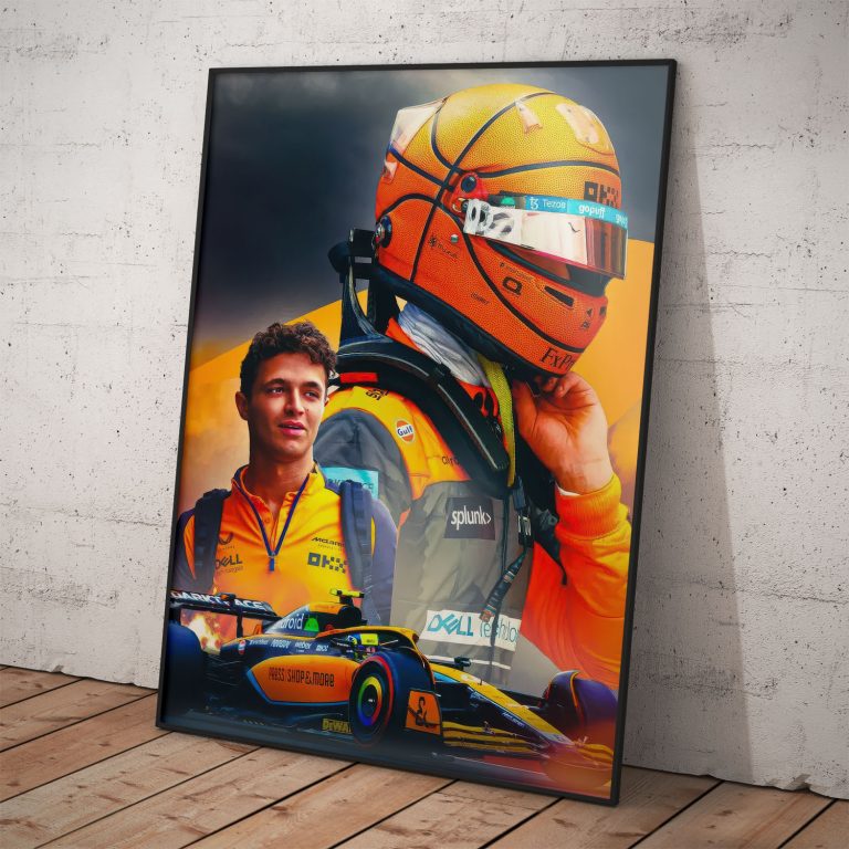 Vychutnajte si detailný plagát Lando Norris s monopostom McLaren, navrhnutý a vyrobený s dôrazom na detail.