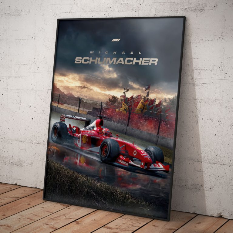 Michael Schumacher v ikonickom monoposte Ferrari - plagát na kvalitnom foto-papieri.