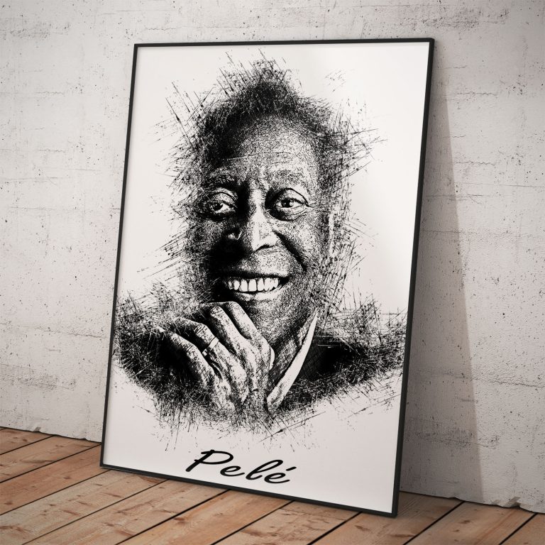 Umelecký plagát Pelé s možnosťou rámovania, dizajnované a vyrobené s láskou.