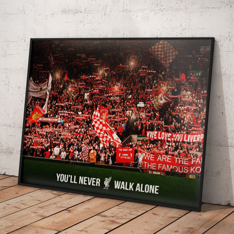 Plagát Liverpool FC s Anfield štadiónom, tlač stálofarebná