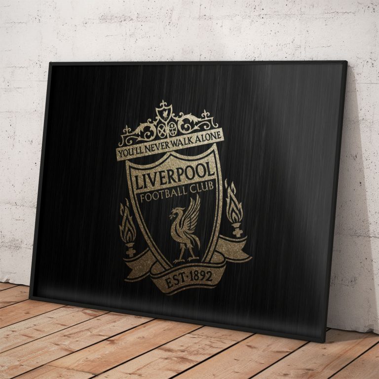 Plagát Liverpool FC s kvalitnou tlačou a strieborným logom