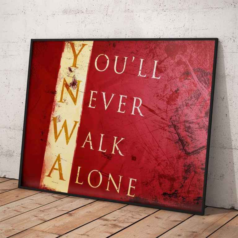 Plagát Liverpool FC s nápisom 'You'll Never Walk Alone', kvalitný pololesklý papier
