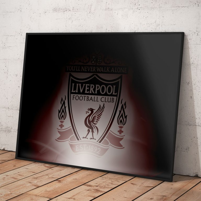 Plagát Liverpool FC s nočným logom na kvalitnom pololesklom papieri
