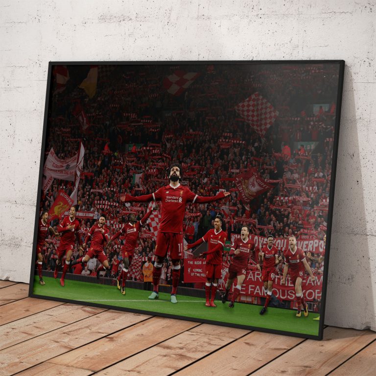 Mohamed Salah v drese Liverpool FC na kvalitnom plagáte s možnosťou rámovania