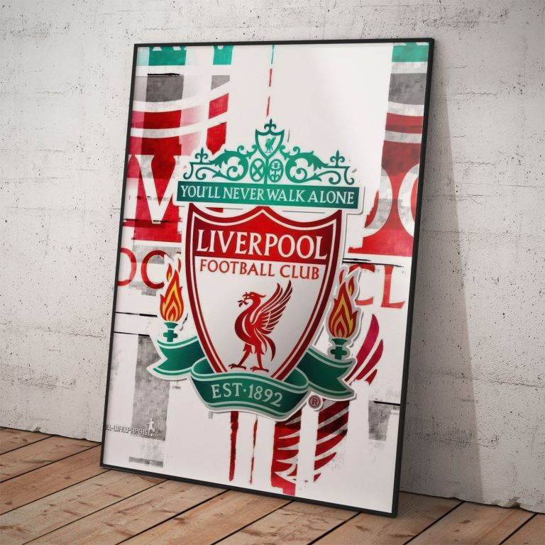 Liverpool FC Plagát s kolážou loga - dokonalý darček pre vášho futbalového nadšenca