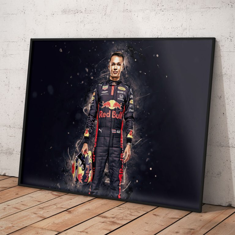 Umelecký plagát Alexander Albon Formula 1, kvalitný pololesklý papier, voliteľné rámovanie