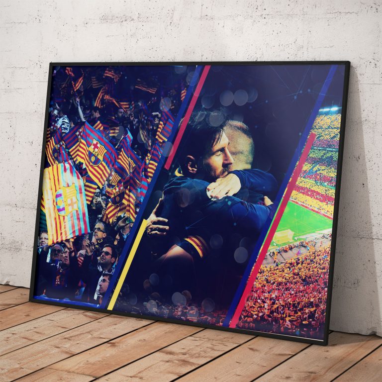 Plagát FC Barcelona s kvalitným pololesklým papierom a živými farbami.