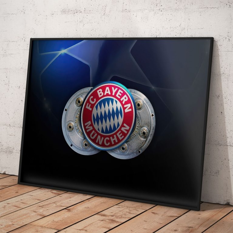 Plagát FC Bayern s klubovým logom na kvalitnom pololesklom papieri