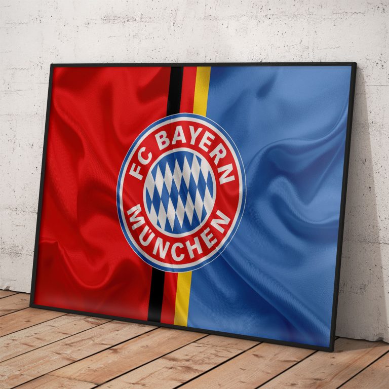 FC Bayern plagát s vlajkou klubu, kvalitný pololesklý papier