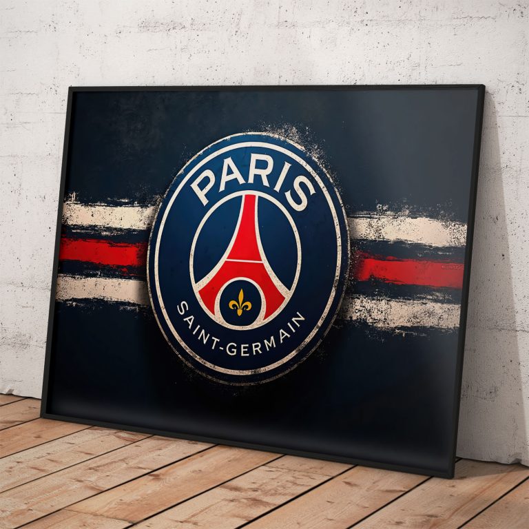 PSG futbalový plagát s francúzskou trikolórou, kvalitná tlač