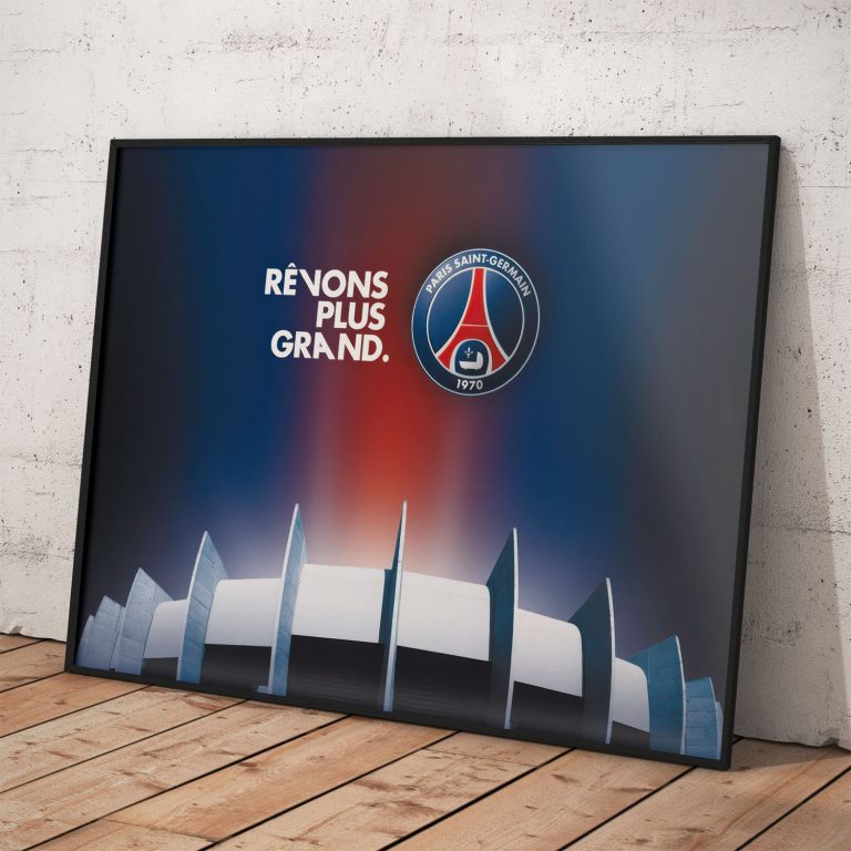 Plagát PSG štadióna na kvalitnom pololesklom papieri s rámovaním