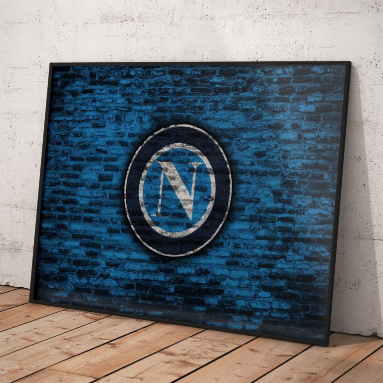 Plagát SSC Neapol s modrým logom klubu v grafity štýle, kvalitný pololesklý papier, voliteľný rám