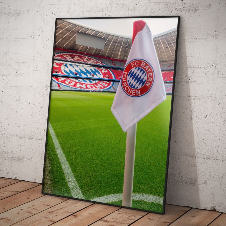 Plagát FC Bayern s Allianz Arenou, kvalitný papier, žiarivé farby