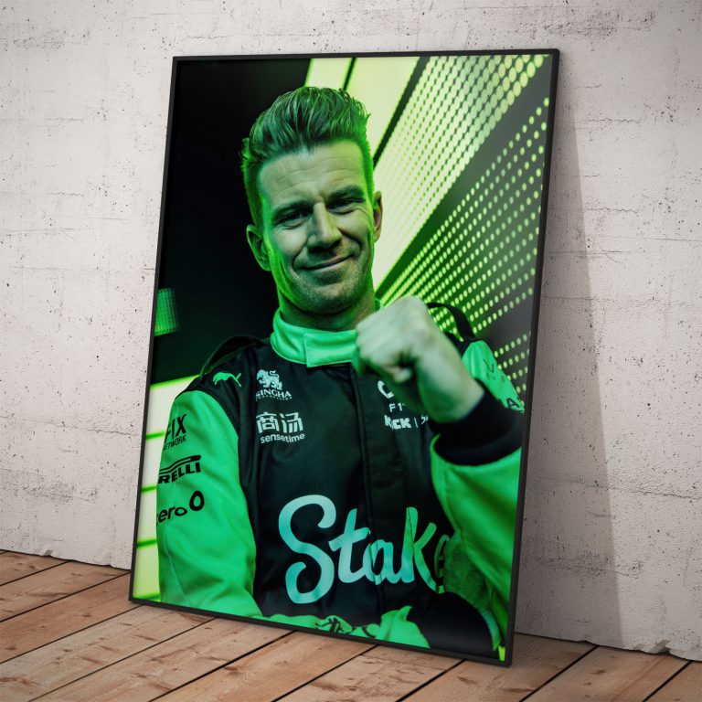Nico Hülkenberg plagát s kvalitným pololesklým papierom a zelenými farbami.