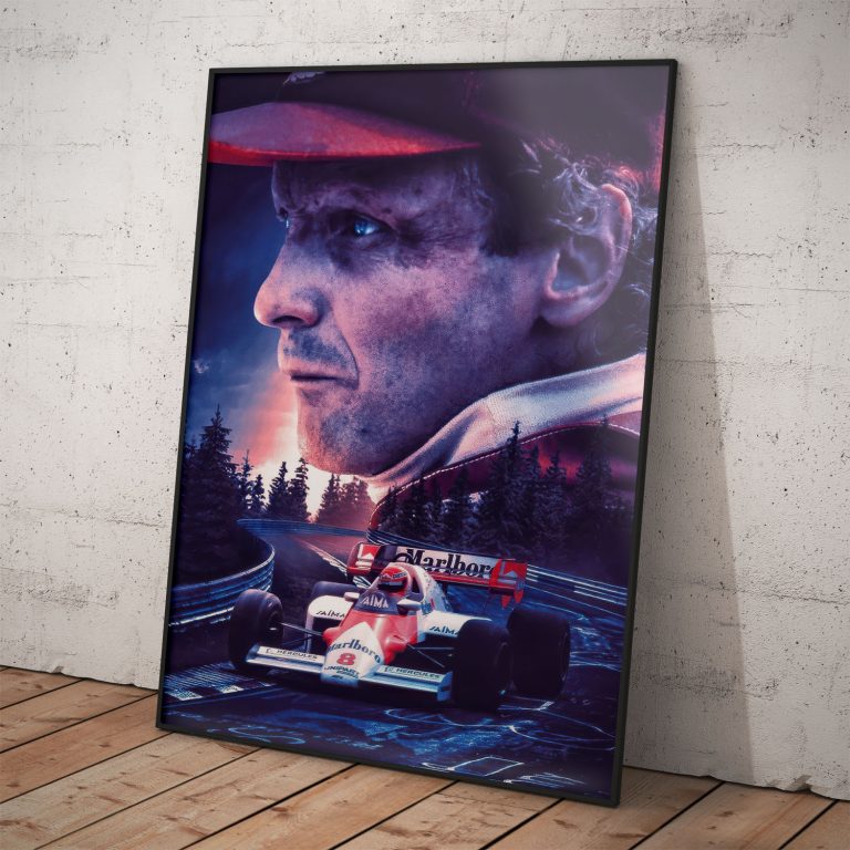 Plagát Niki Lauda s McLarenom, kvalitný papier, žiarivé farby