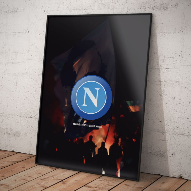 Tmavý poster SSC Neapol s fanúšikmi na kvalitnom papieri