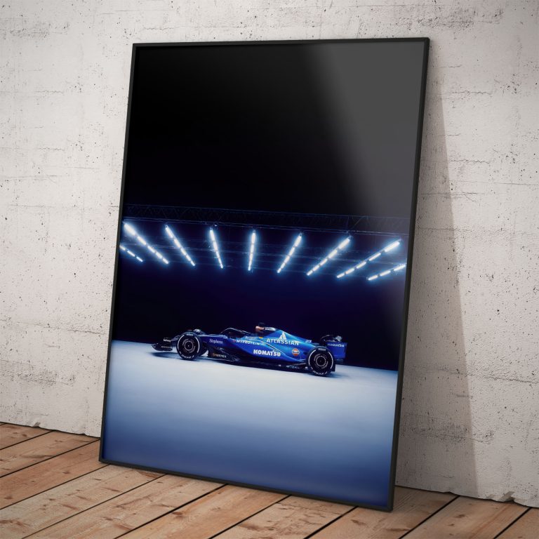 Poster Williams Racing monopost FW46 s kvalitnou tlačou a žiarivými farbami.
