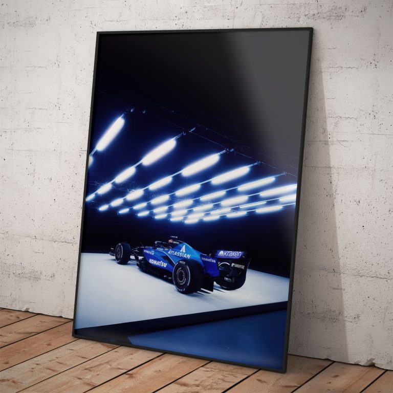 Tímový plagát Williams Racing monopost FW46 s kvalitnou tlačou a žiarivými farbami