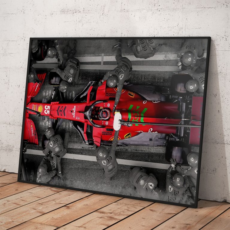 Detailný plagát Scuderia Ferrari na kvalitnom papieri, voliteľné rámovanie v hliníkovom ráme.