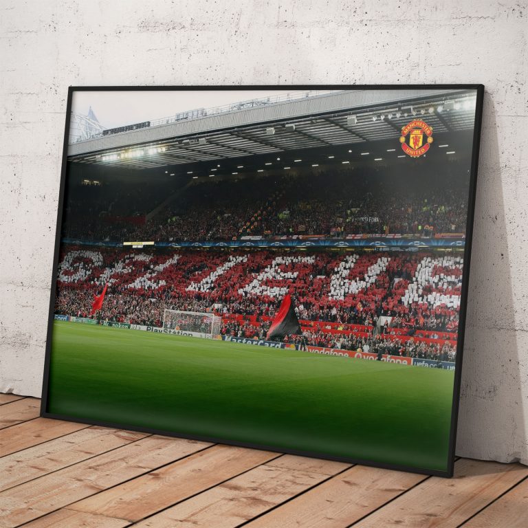Plagát štadióna Manchester United FC s kvalitným pololesklým papierom
